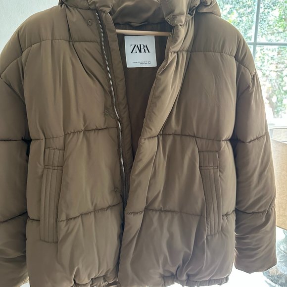 Zara Brown Heavyweight Puffer Jacket - Picture 1 of 8